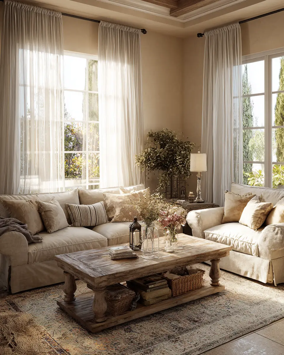 Neutral French Country Living Room Decor Ideas