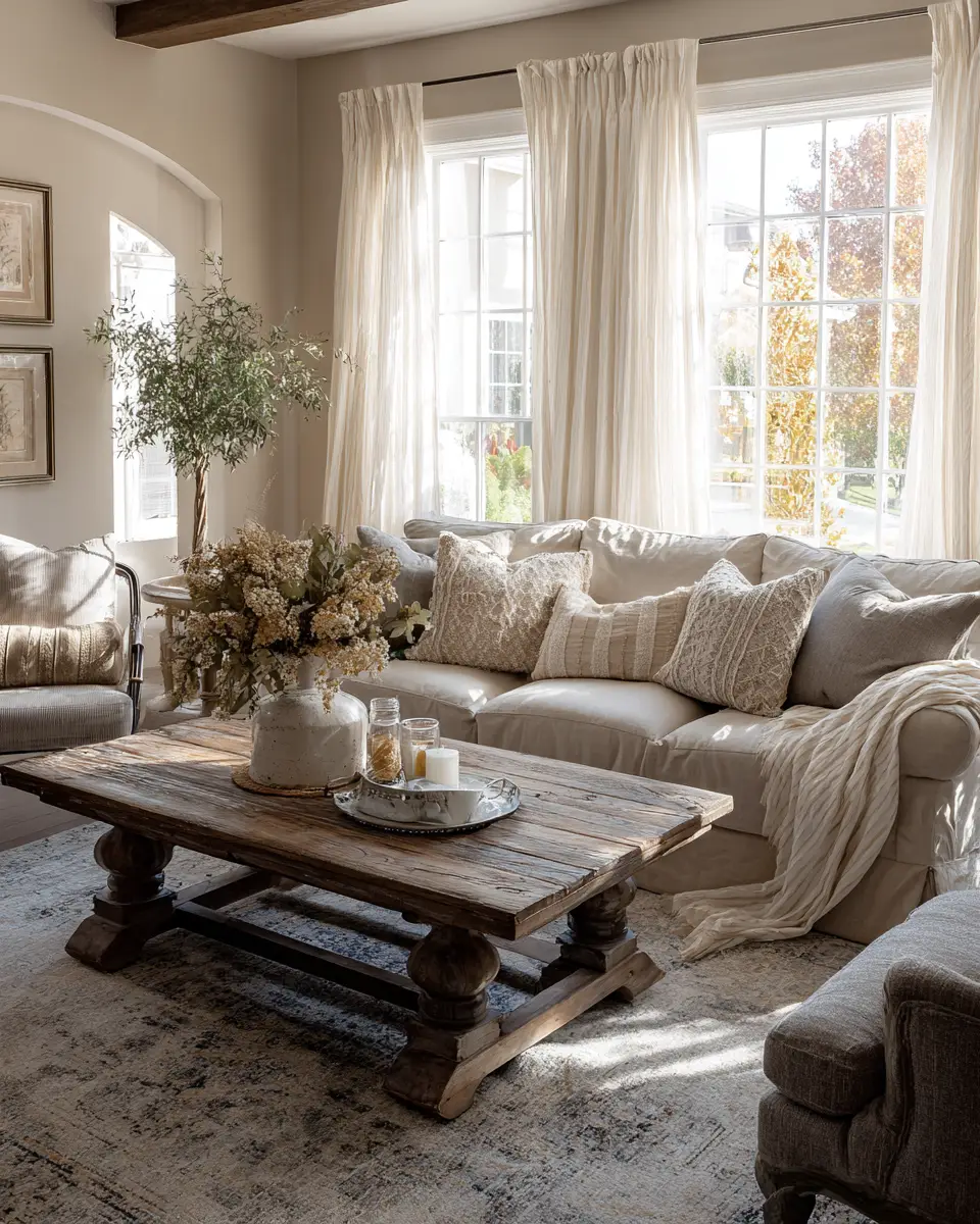 Neutral French Country Living Room Decor Ideas