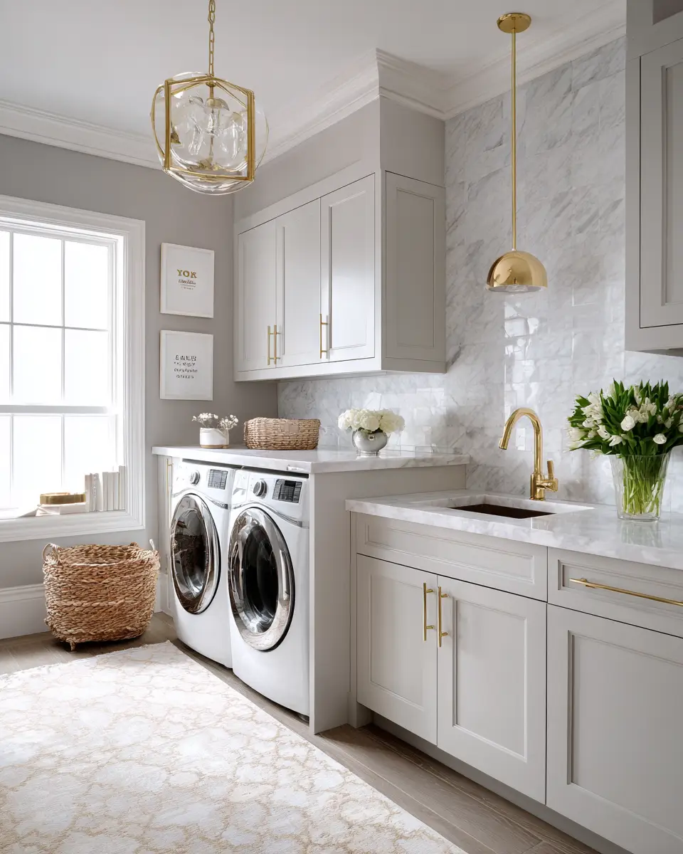 Neutral Glam Laundry Room Decor Ideas