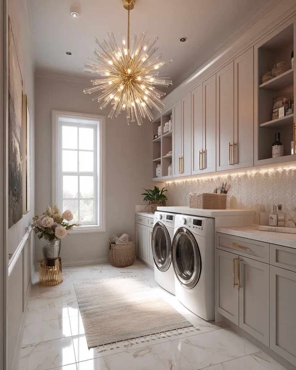 Neutral Glam Laundry Room Decor Ideas