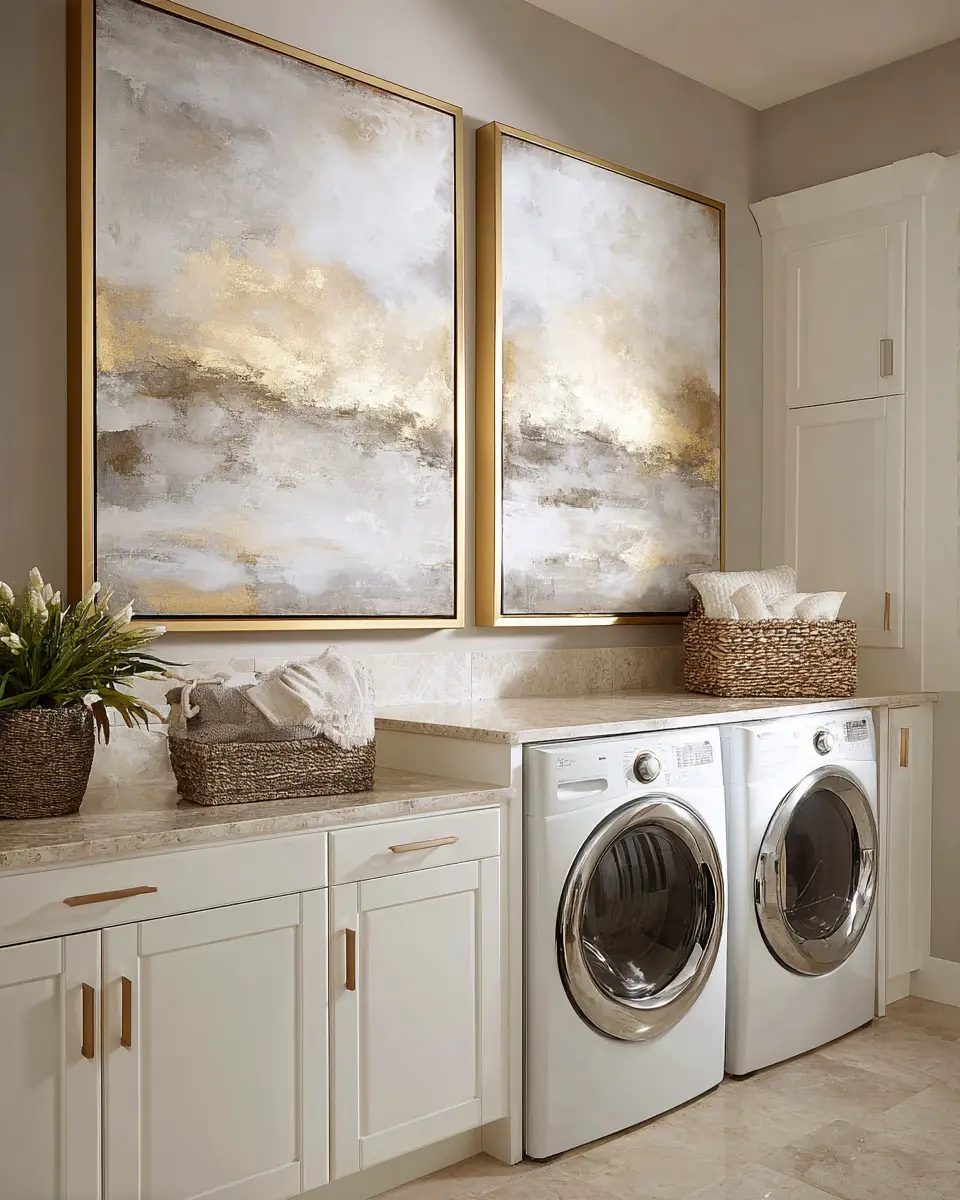 Neutral Glam Laundry Room Decor Ideas