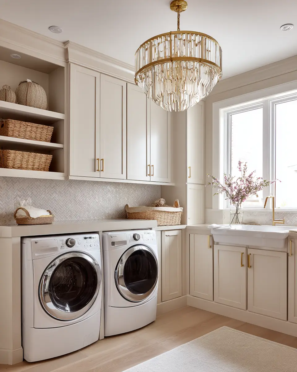 Neutral Glam Laundry Room Decor Ideas