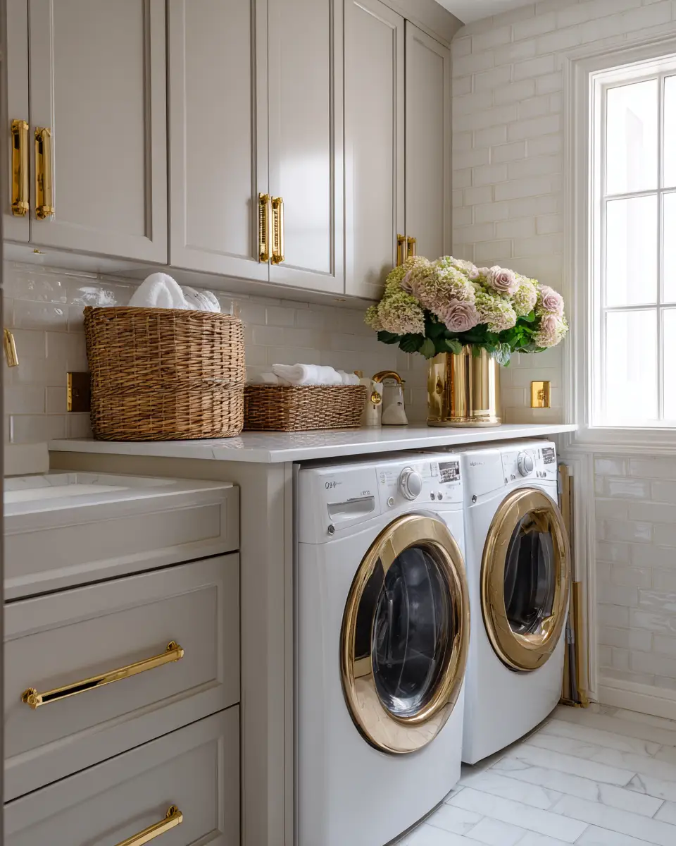 Neutral Glam Laundry Room Decor Ideas
