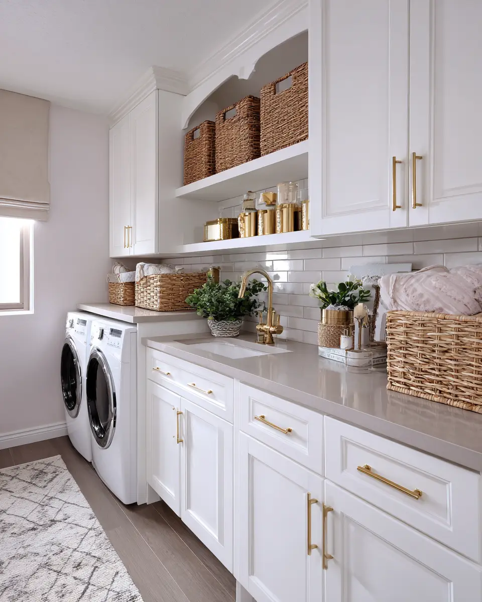 Neutral Glam Laundry Room Decor Ideas