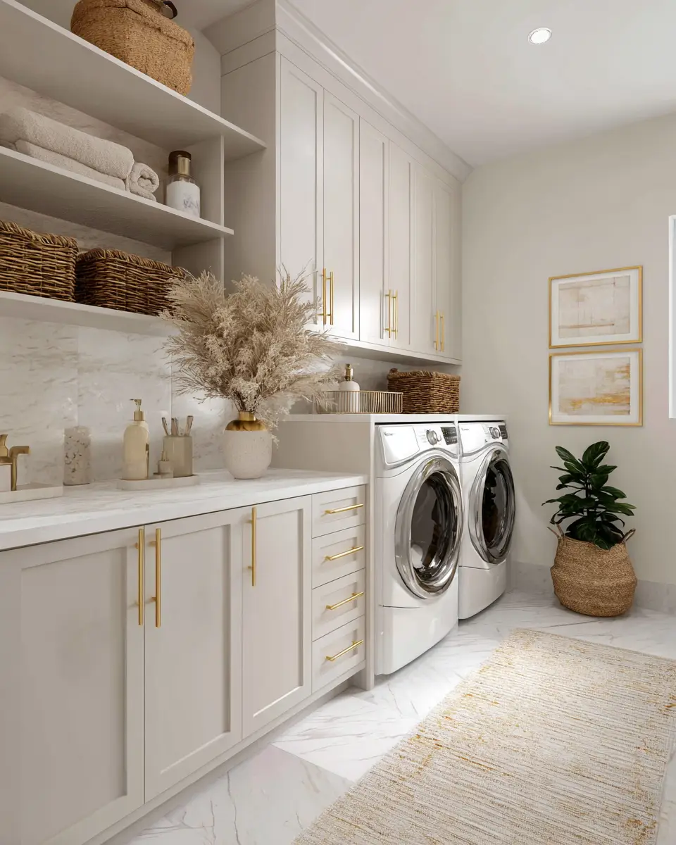 Neutral Glam Laundry Room Decor Ideas
