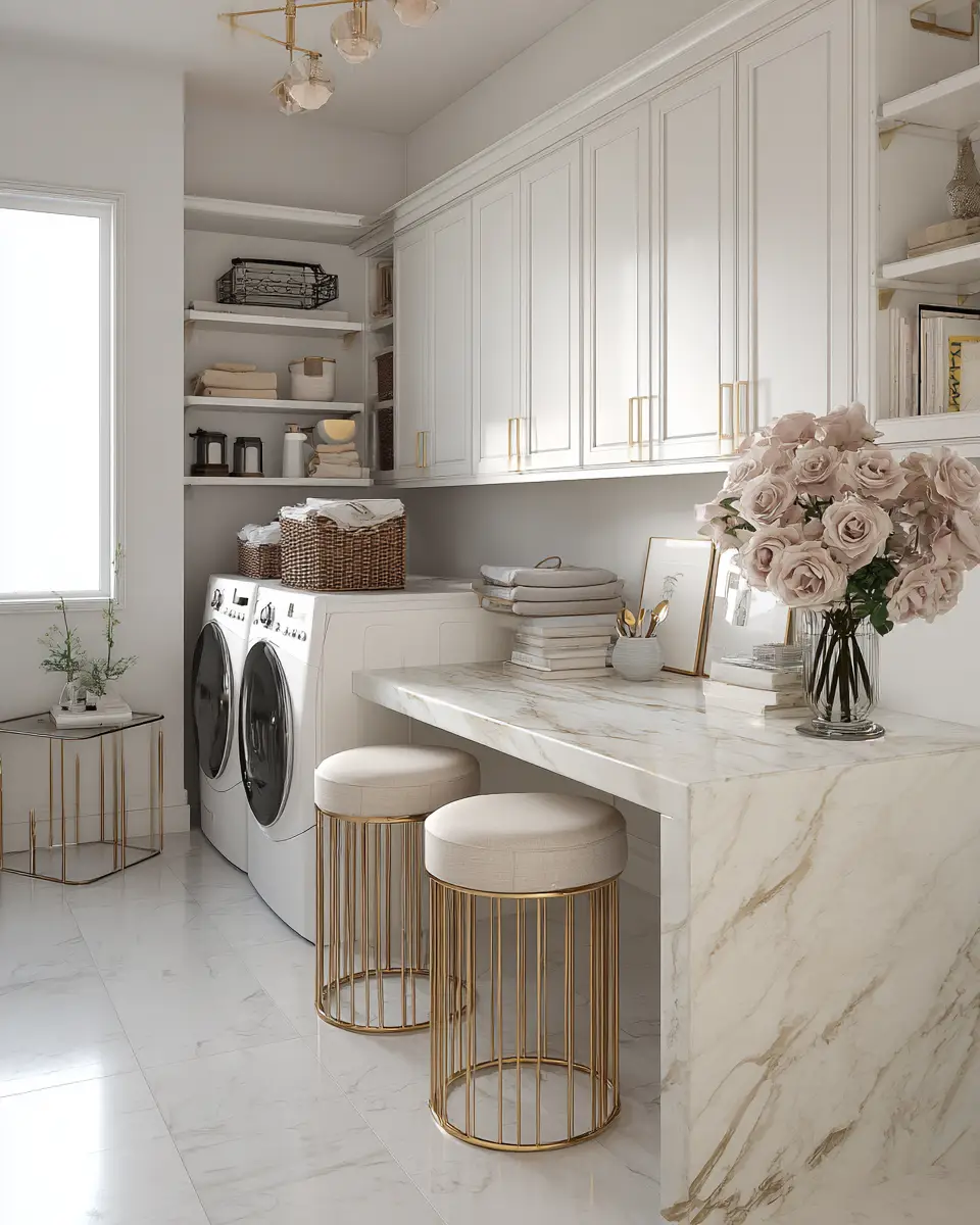 Neutral Glam Laundry Room Decor Ideas