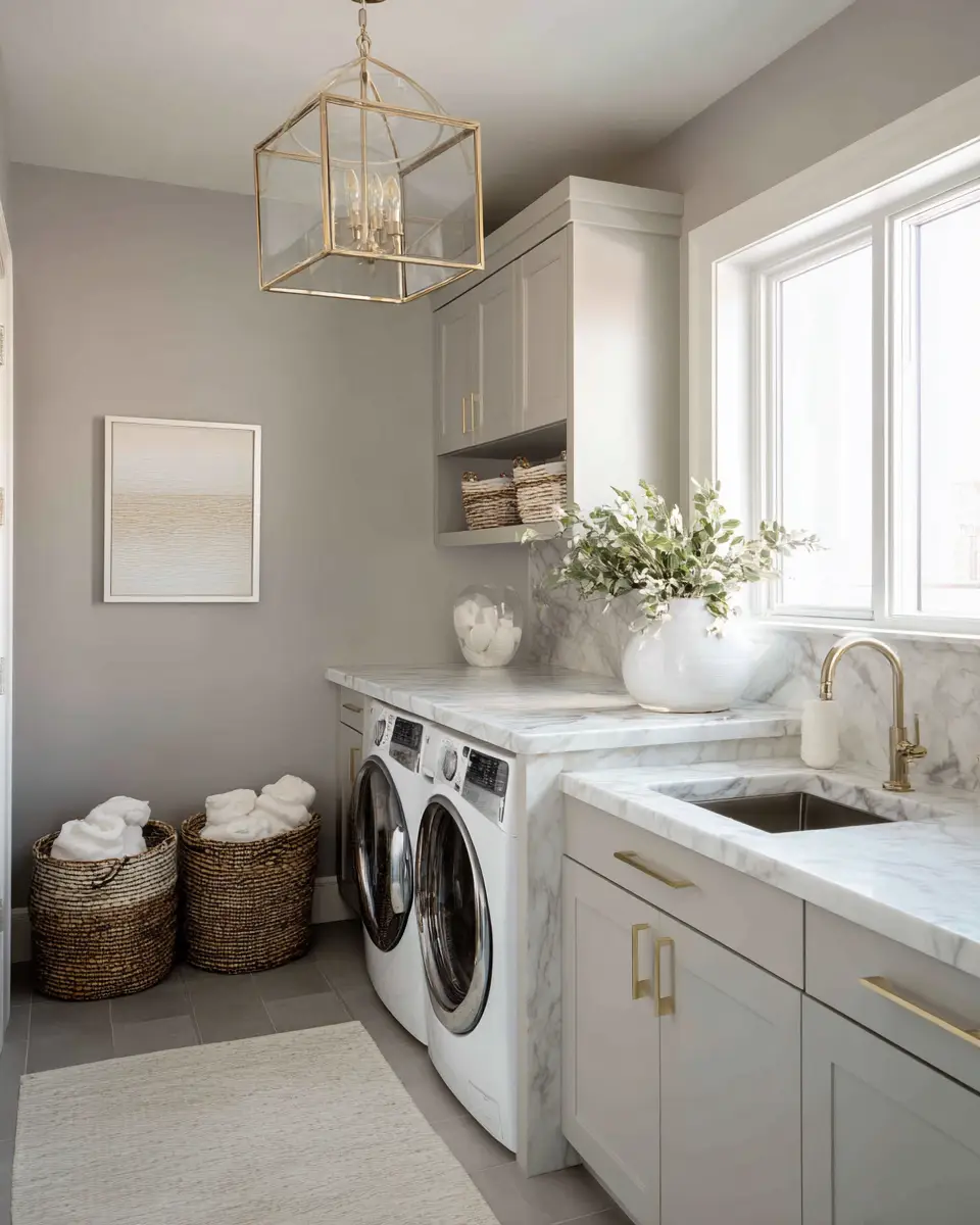 Neutral Glam Laundry Room Decor Ideas