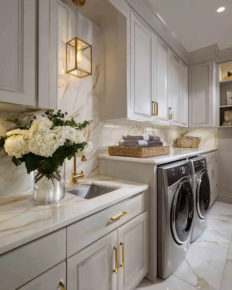 Neutral Glam Laundry Room Decor Ideas