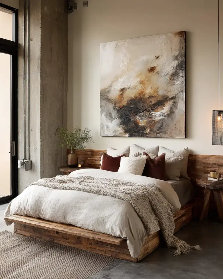 Neutral Industrial Bedroom Decor Ideas - Featured