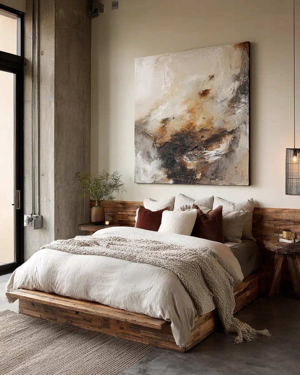 Neutral Industrial Bedroom Decor Ideas - Featured