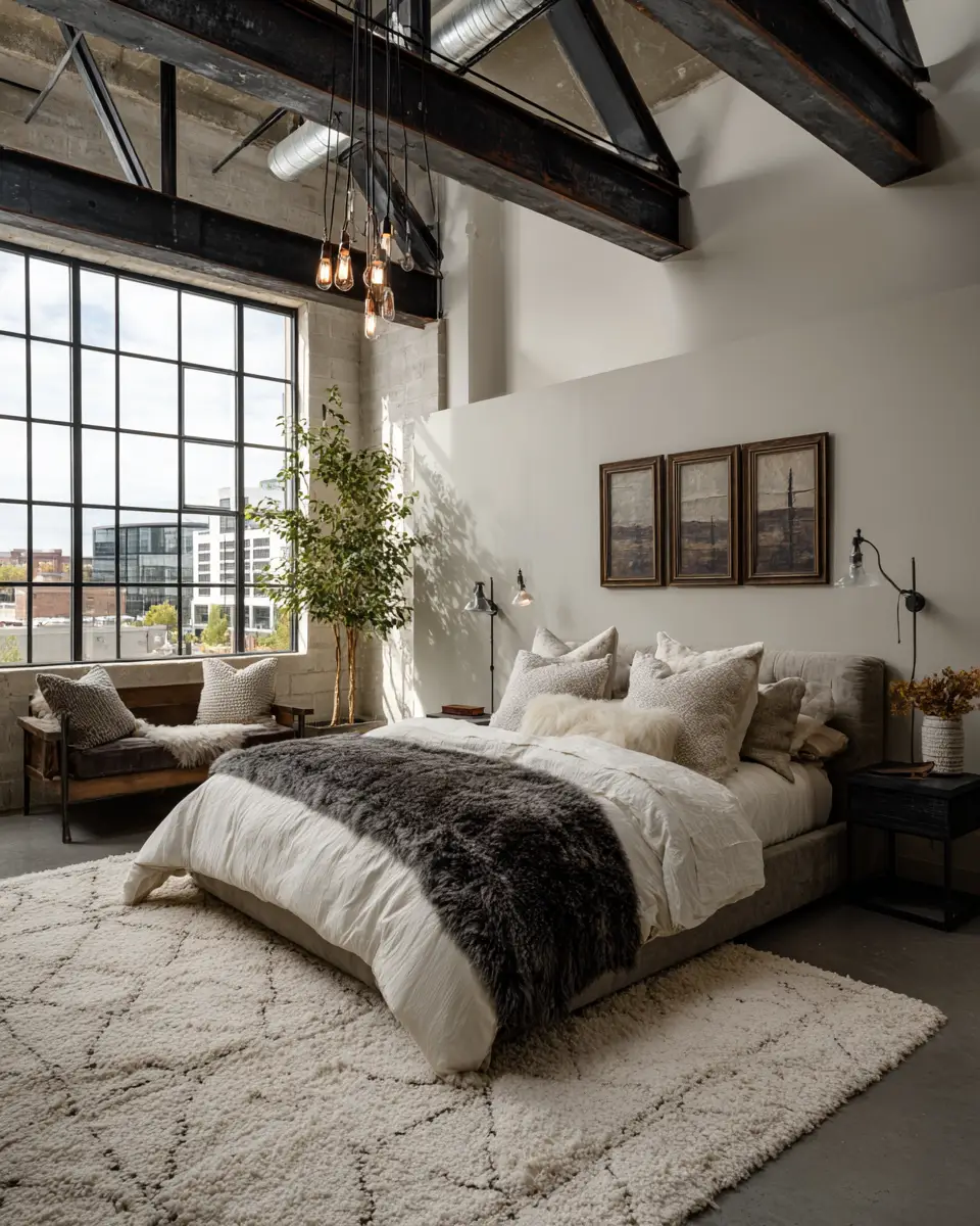 Neutral Industrial Bedroom Decor Ideas