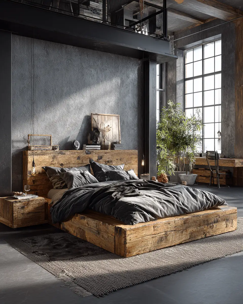 Neutral Industrial Bedroom Decor Ideas