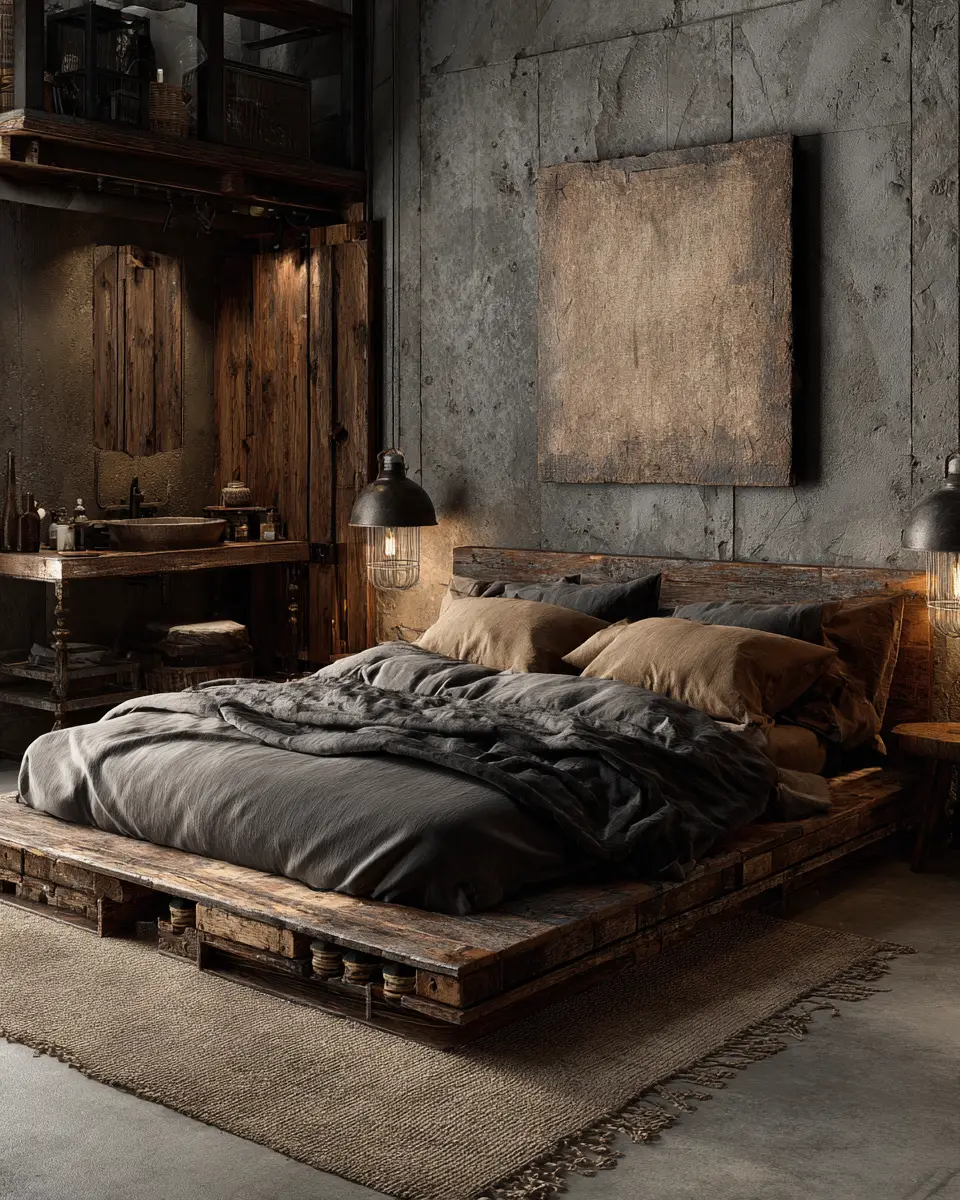 Neutral Industrial Bedroom Decor Ideas