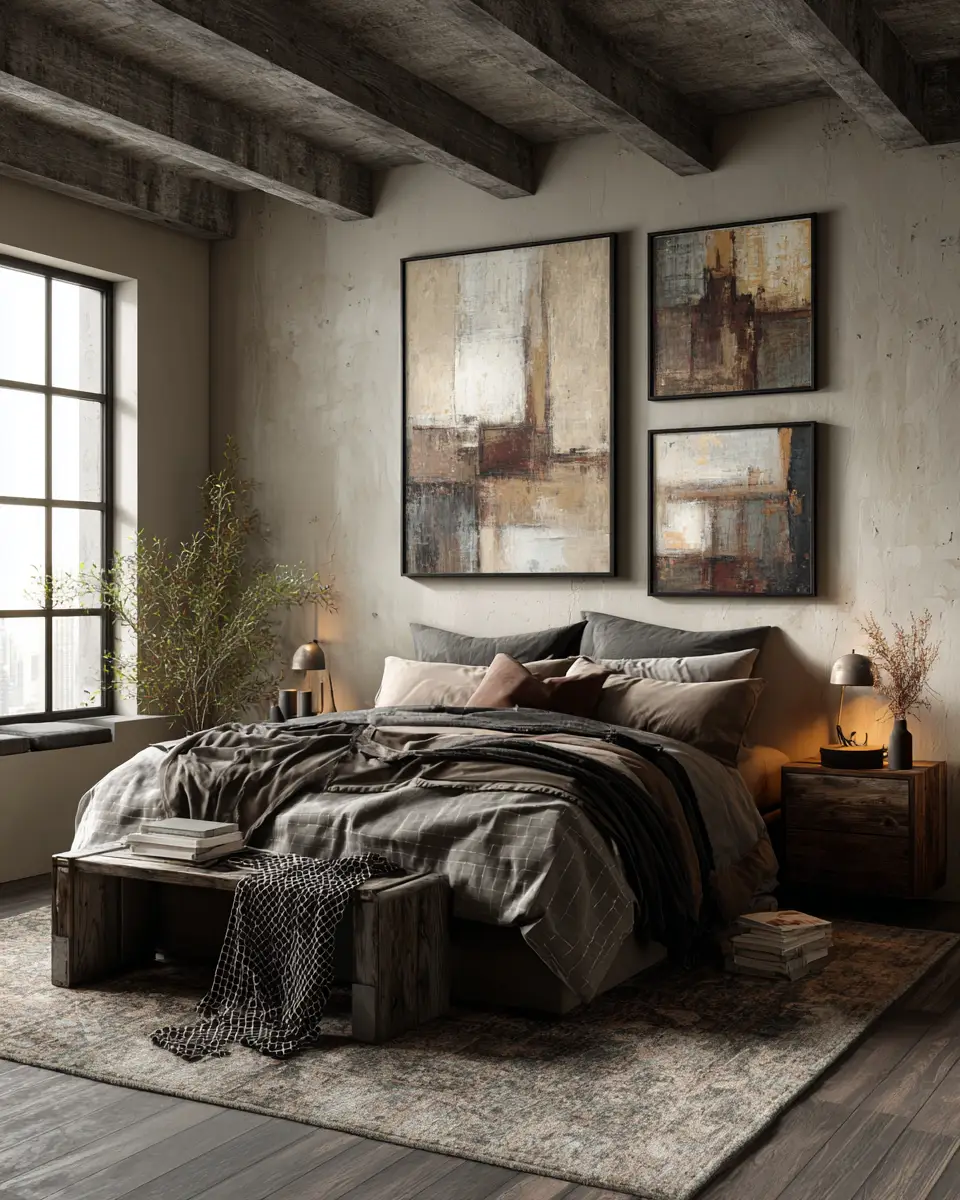 Neutral Industrial Bedroom Decor Ideas
