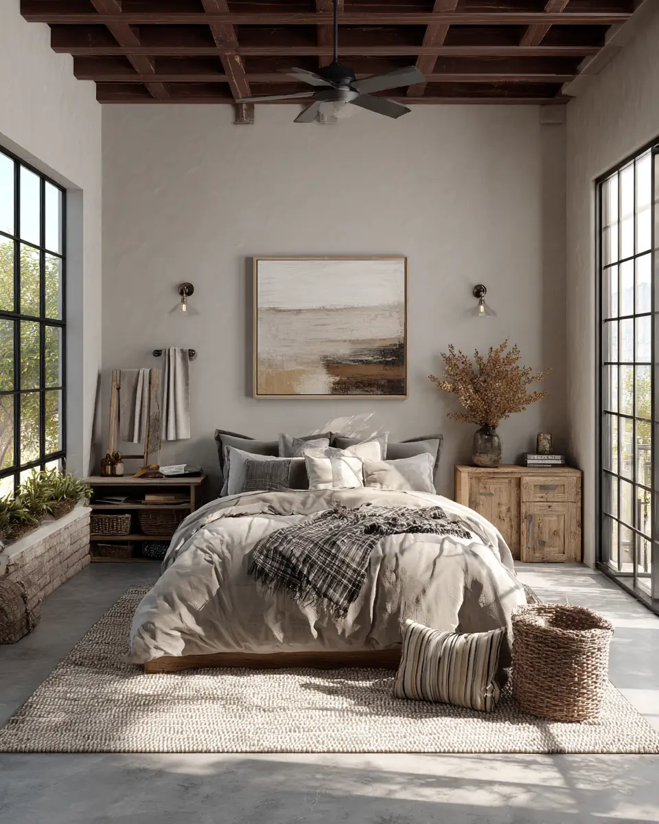 Neutral Industrial Bedroom Decor Ideas