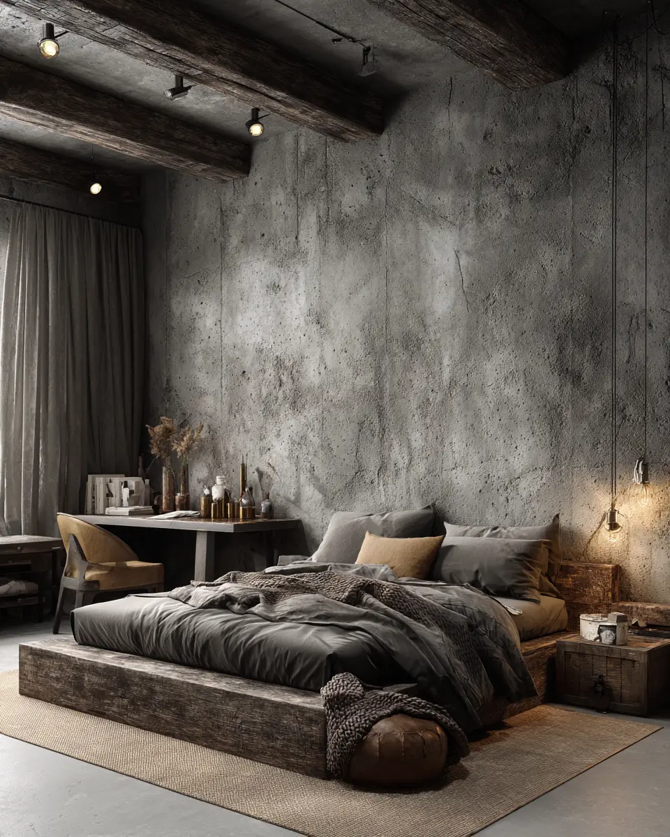 Neutral Industrial Bedroom Decor Ideas