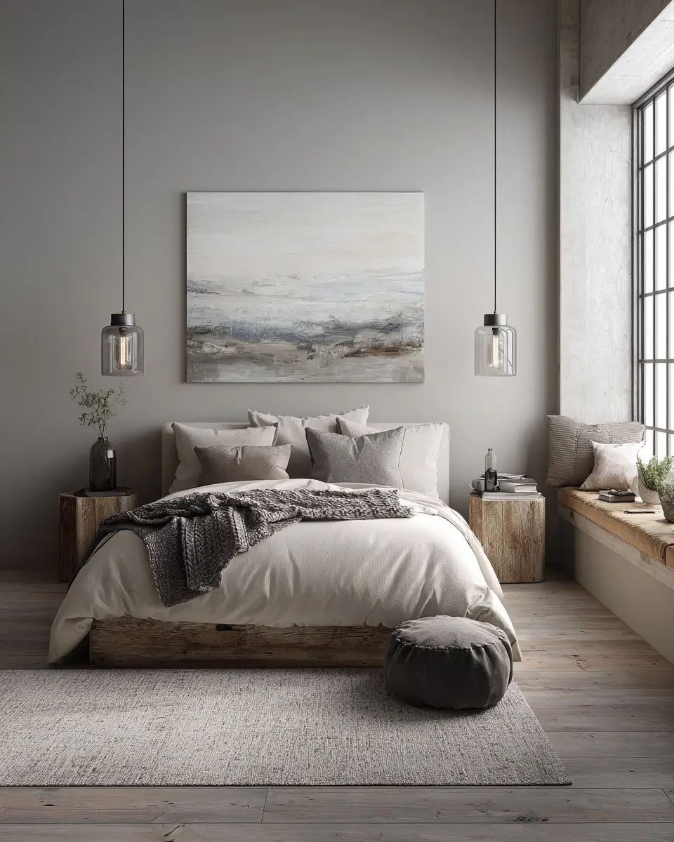 Neutral Industrial Bedroom Decor Ideas