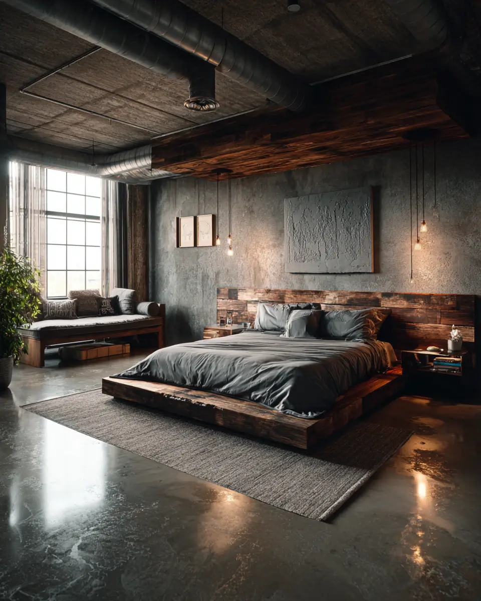 Neutral Industrial Bedroom Decor Ideas