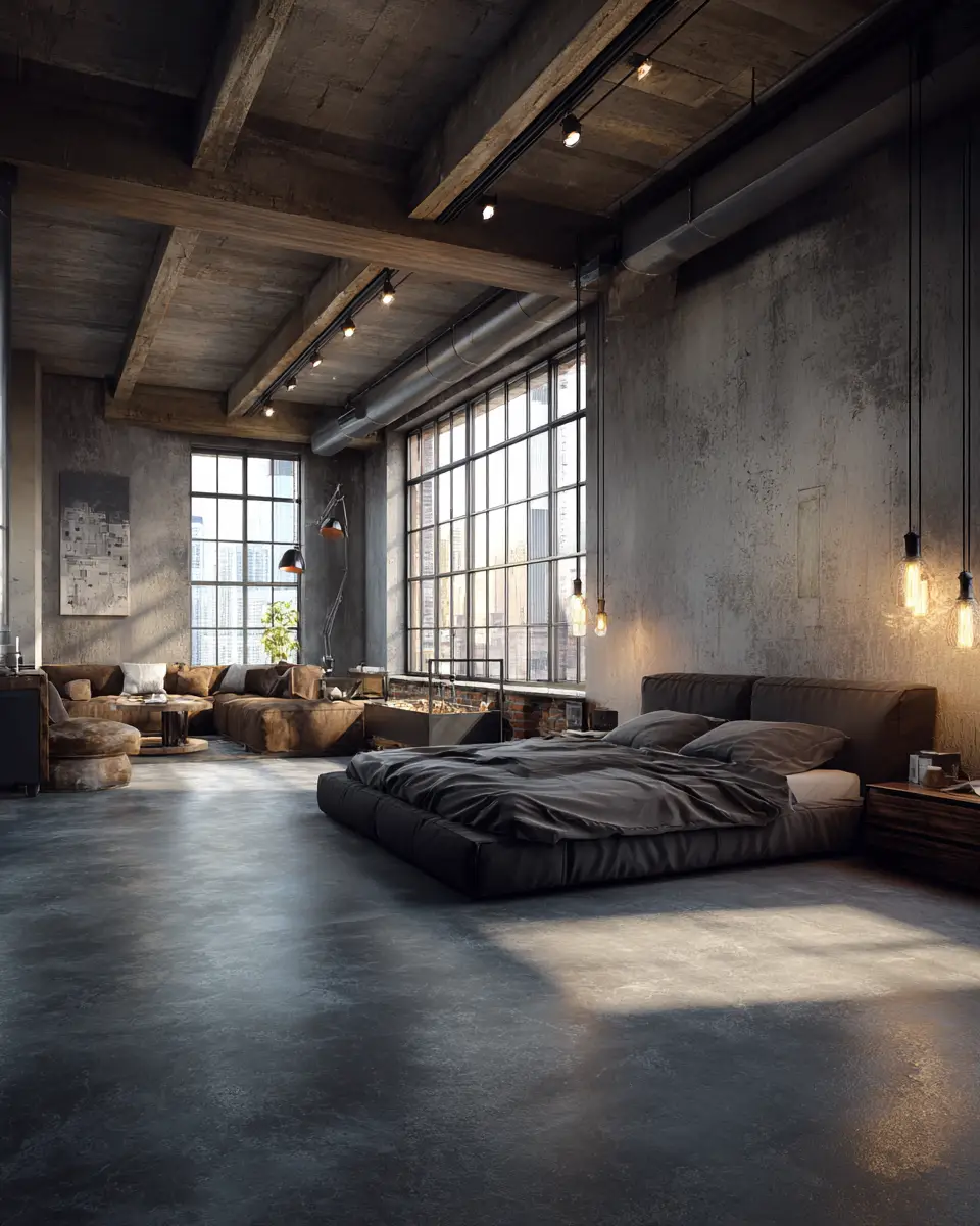 Neutral Industrial Bedroom Decor Ideas