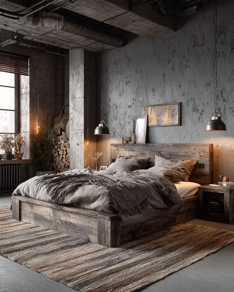 Neutral Industrial Bedroom Decor Ideas
