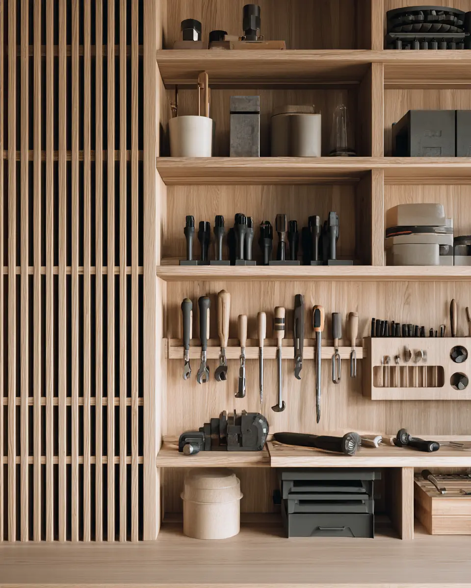 Neutral Japandi Garage Decor Ideas