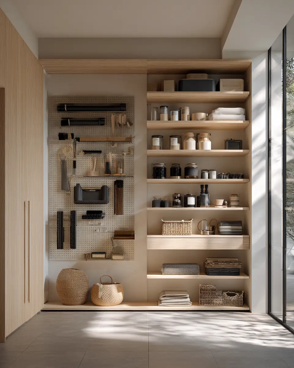 Neutral Japandi Garage Decor Ideas