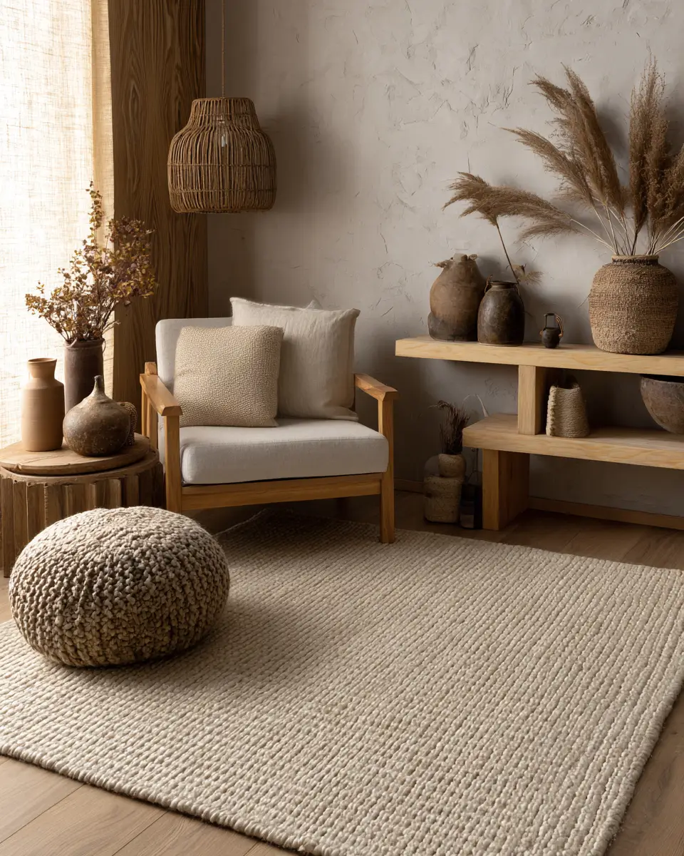 Neutral Japandi Living Room Decor Ideas