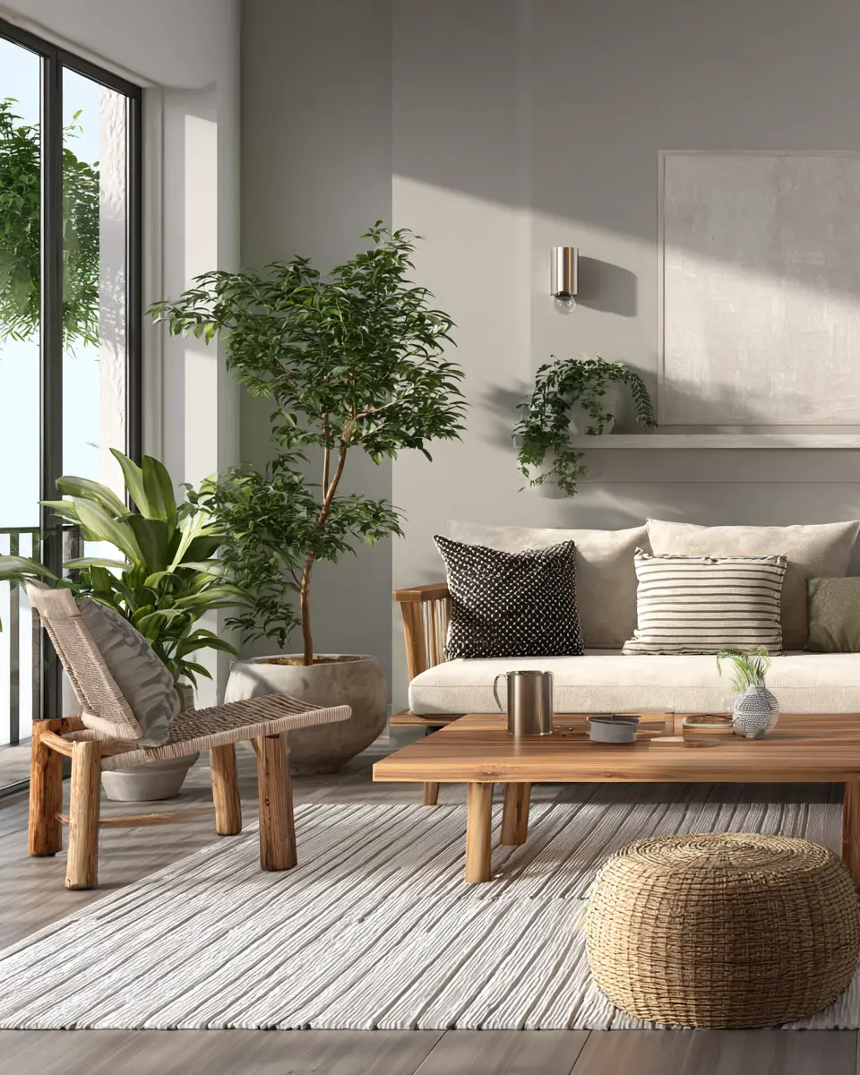 Neutral Japandi Living Room Decor Ideas