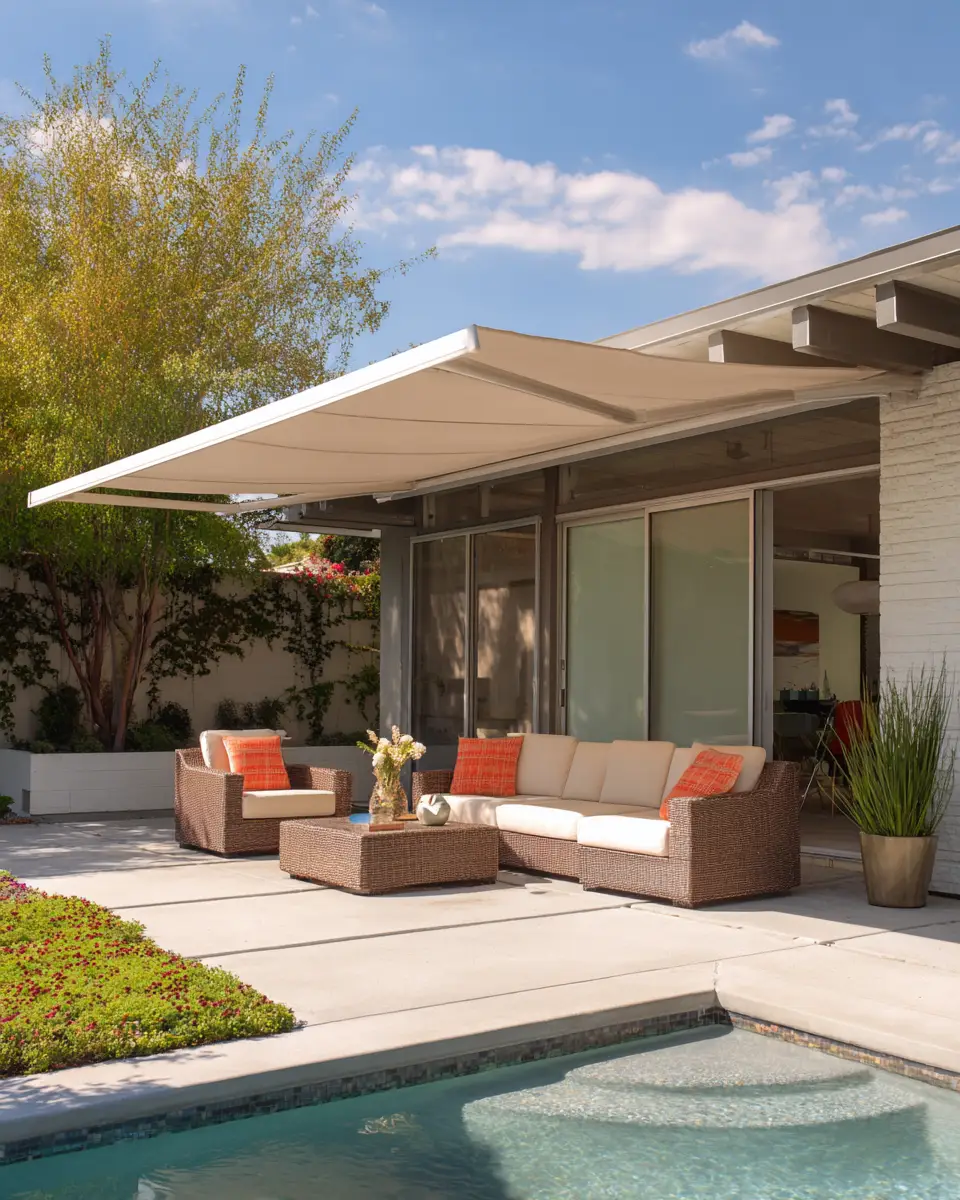 Neutral Mid-Century Modern Patio Decor Ideas