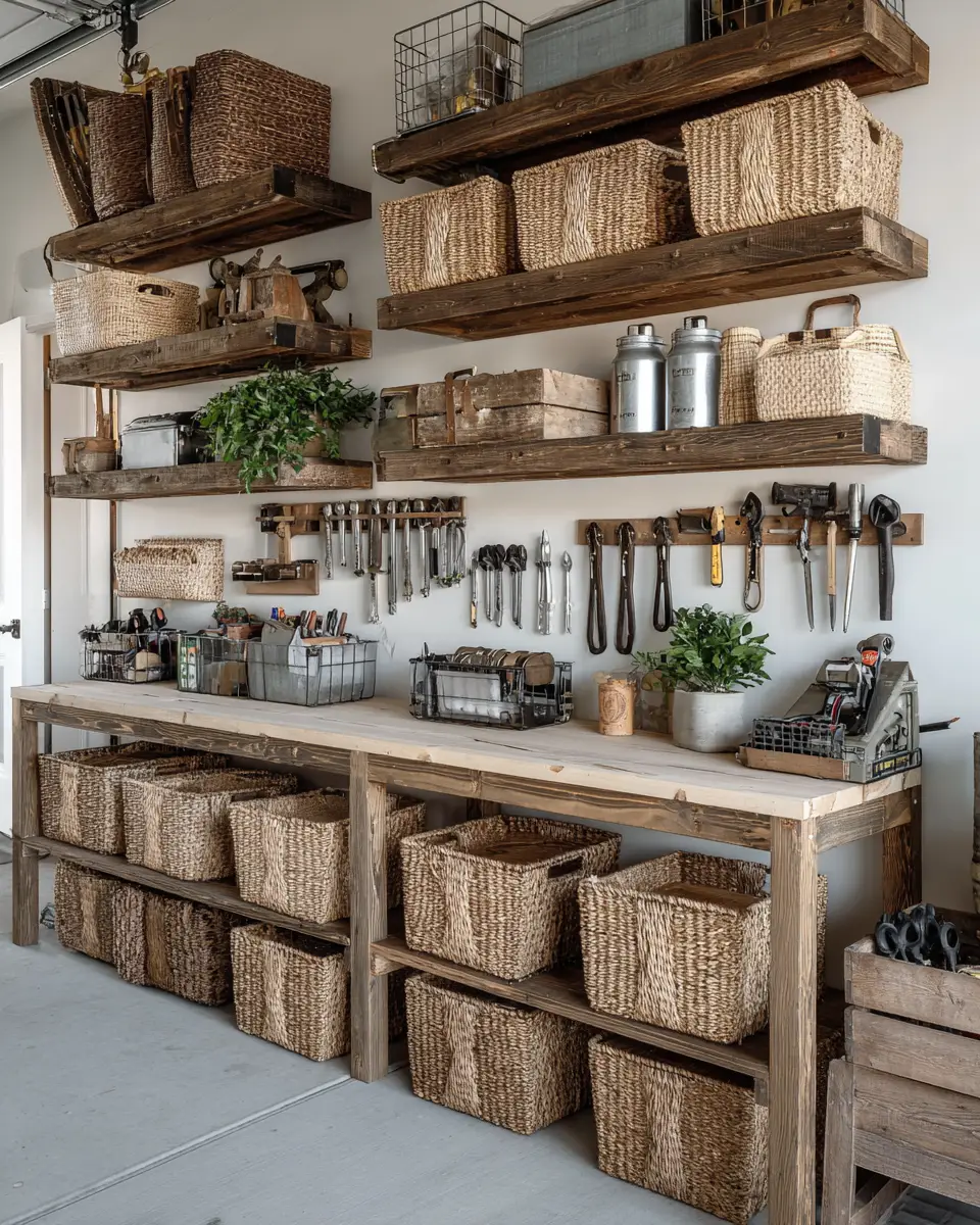 Neutral Modern Farmhouse Garage Decor Ideas