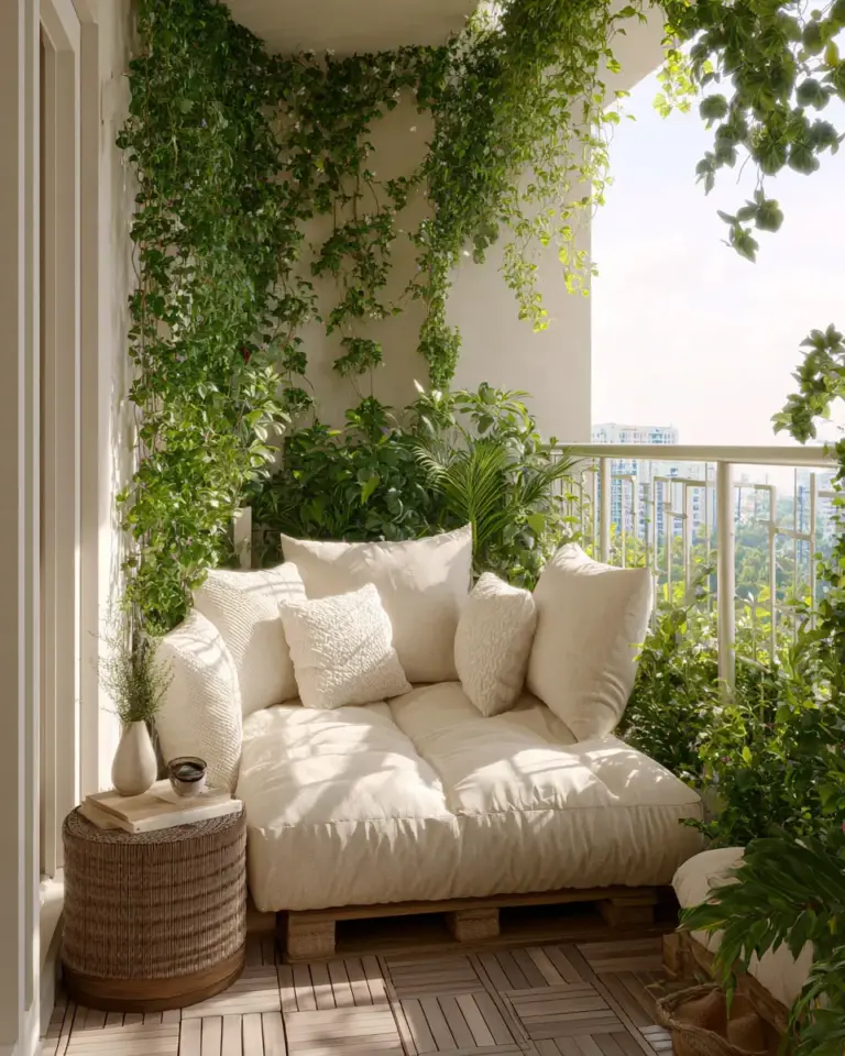 Neutral Palette Balcony Decor Ideas - Featured