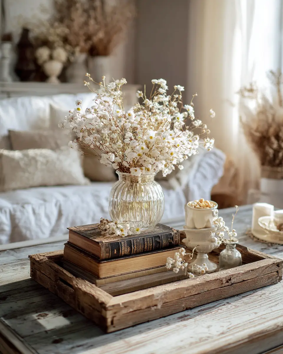 Neutral Shabby Chic Living Room Decor Ideas