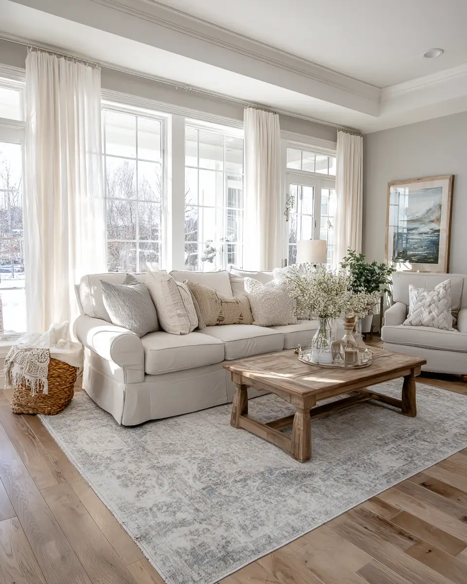 Neutral Shabby Chic Living Room Decor Ideas