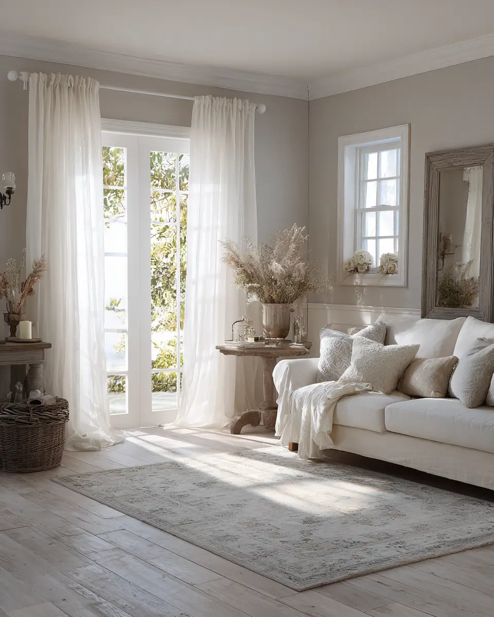 Neutral Shabby Chic Living Room Decor Ideas