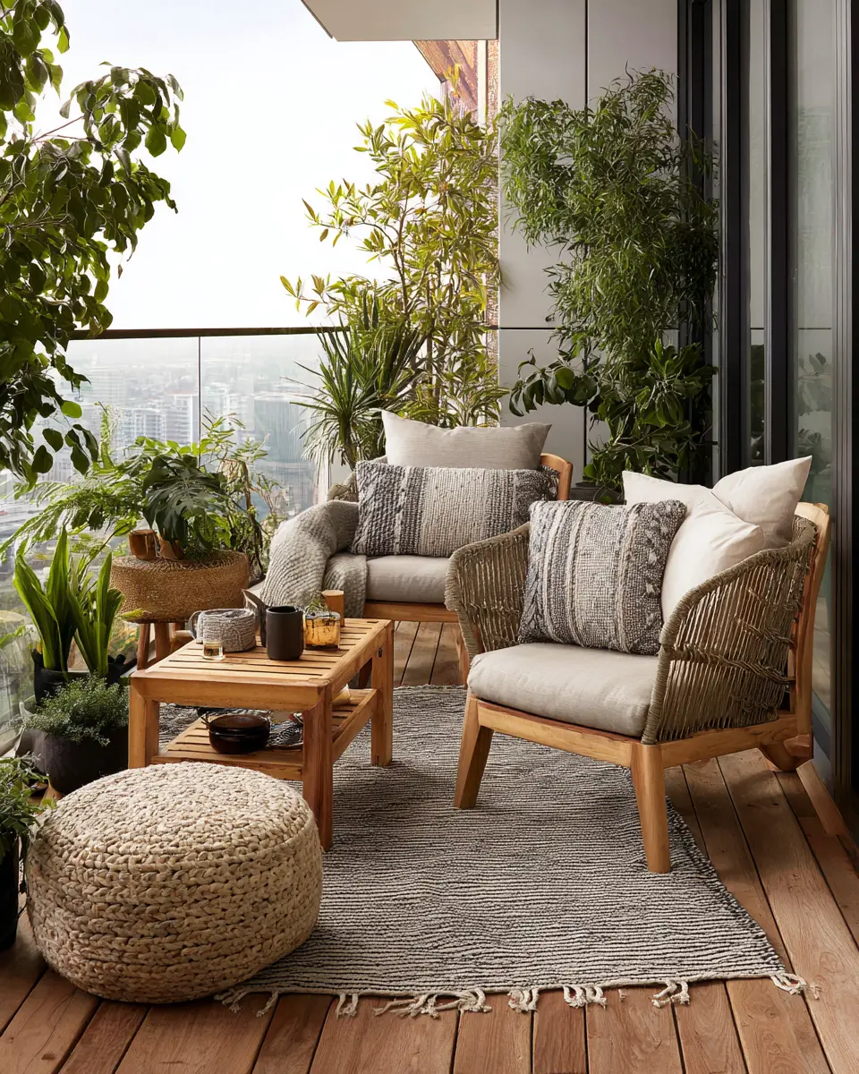 Neutral Tropical Balcony Decor Ideas - Featured