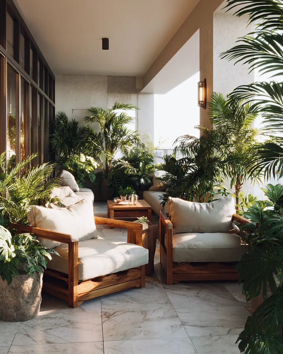 Neutral Tropical Balcony Decor Ideas
