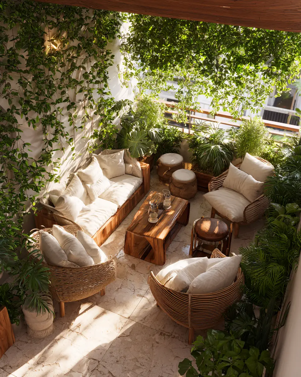 Neutral Tropical Balcony Decor Ideas