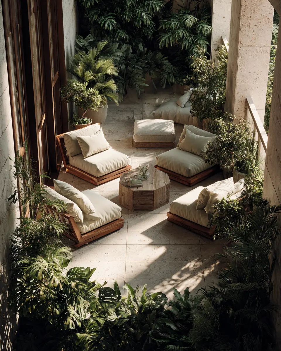 Neutral Tropical Balcony Decor Ideas