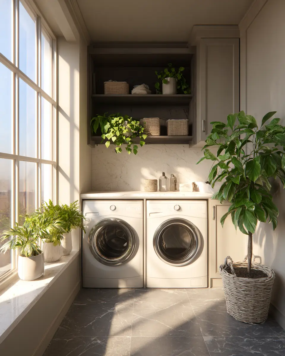 Neutral Urban Laundry Room Decor Ideas