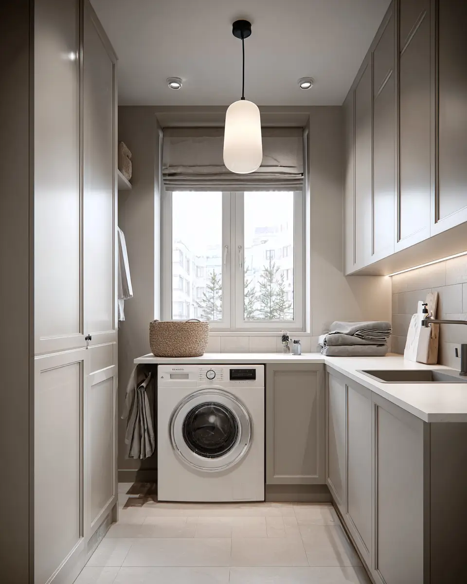 Neutral Urban Laundry Room Decor Ideas