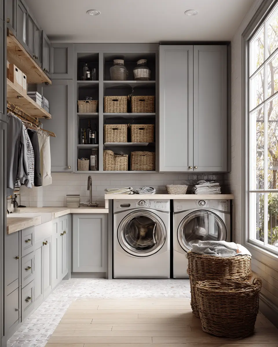 Neutral Urban Laundry Room Decor Ideas