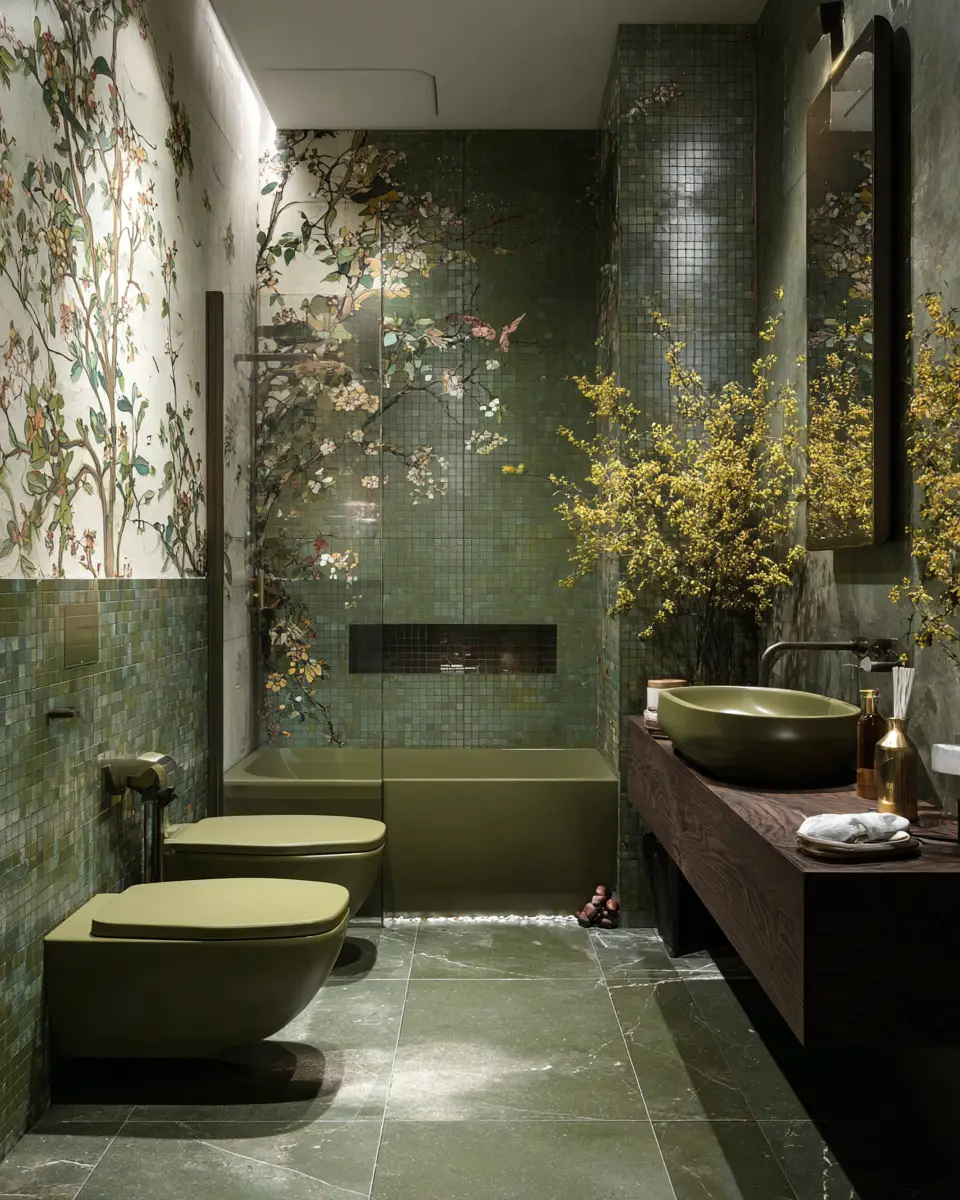 Olive Green Bathroom Decor Ideas
