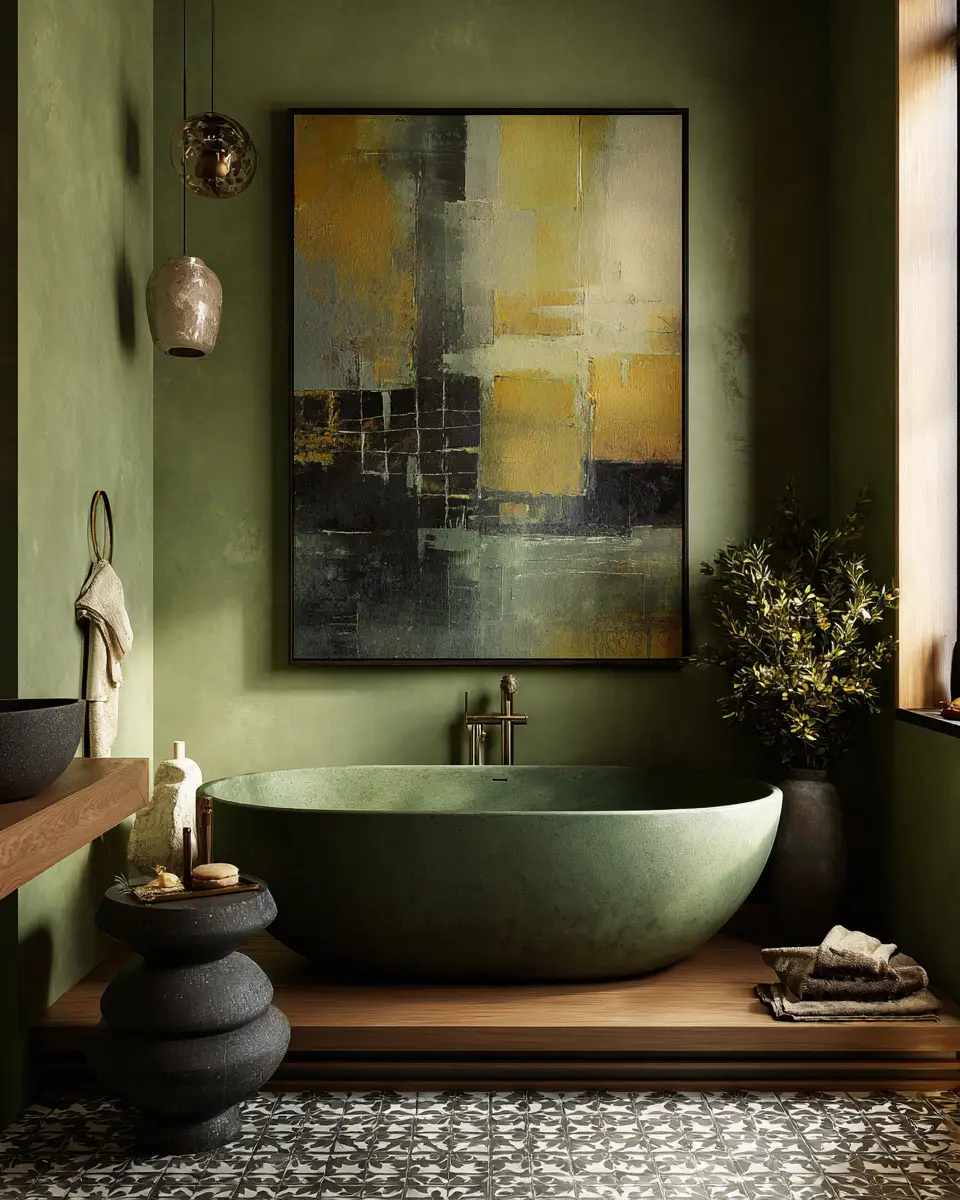 Olive Green Bathroom Decor Ideas
