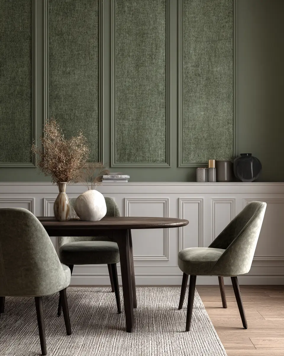 Olive Green Classic Dining Room Decor Ideas