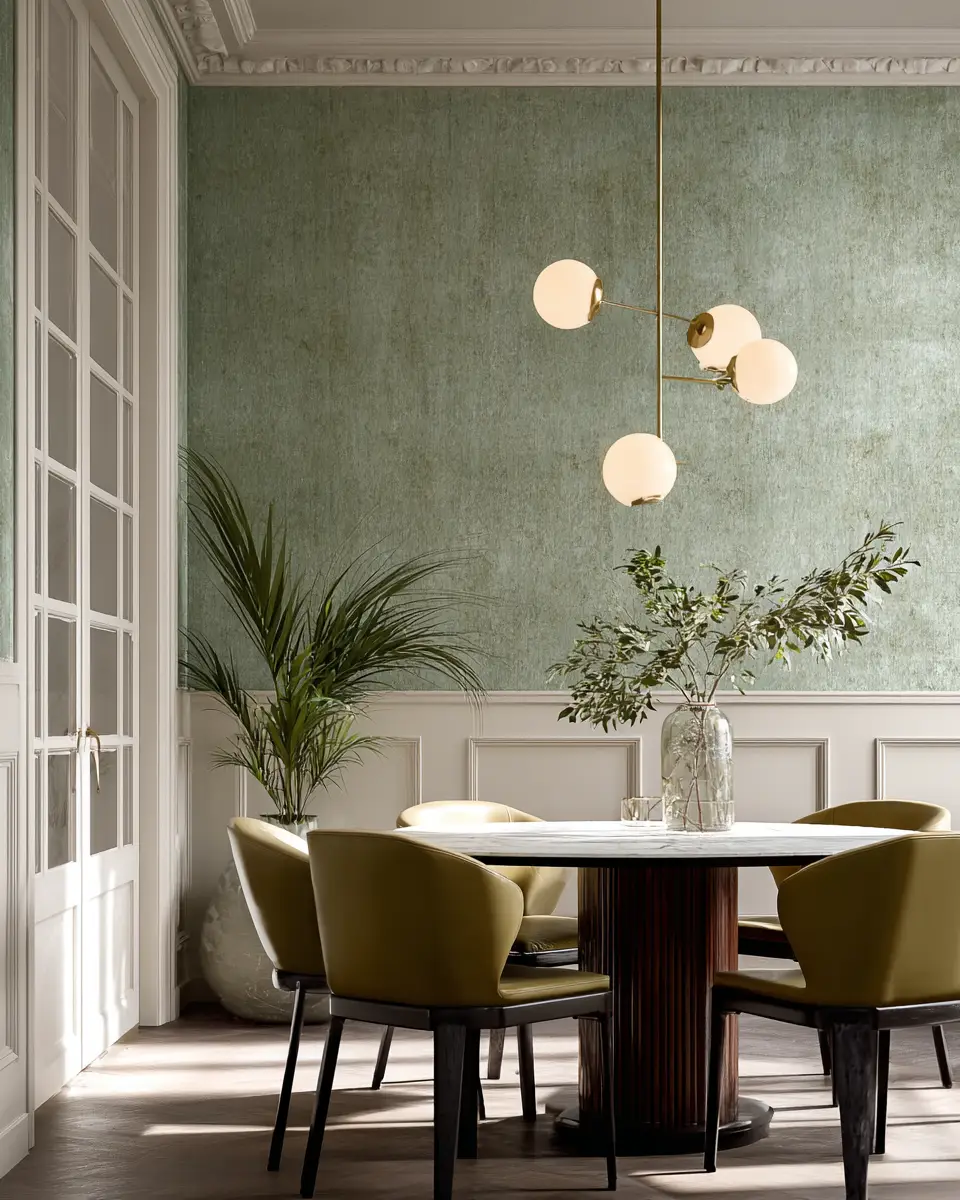 Olive Green Classic Dining Room Decor Ideas