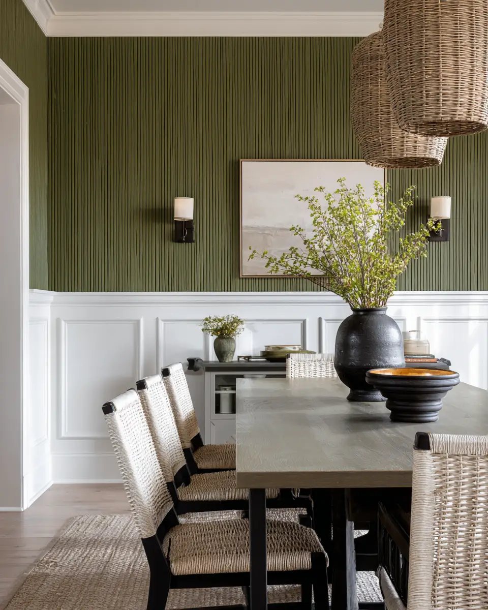 Olive Green Classic Dining Room Decor Ideas