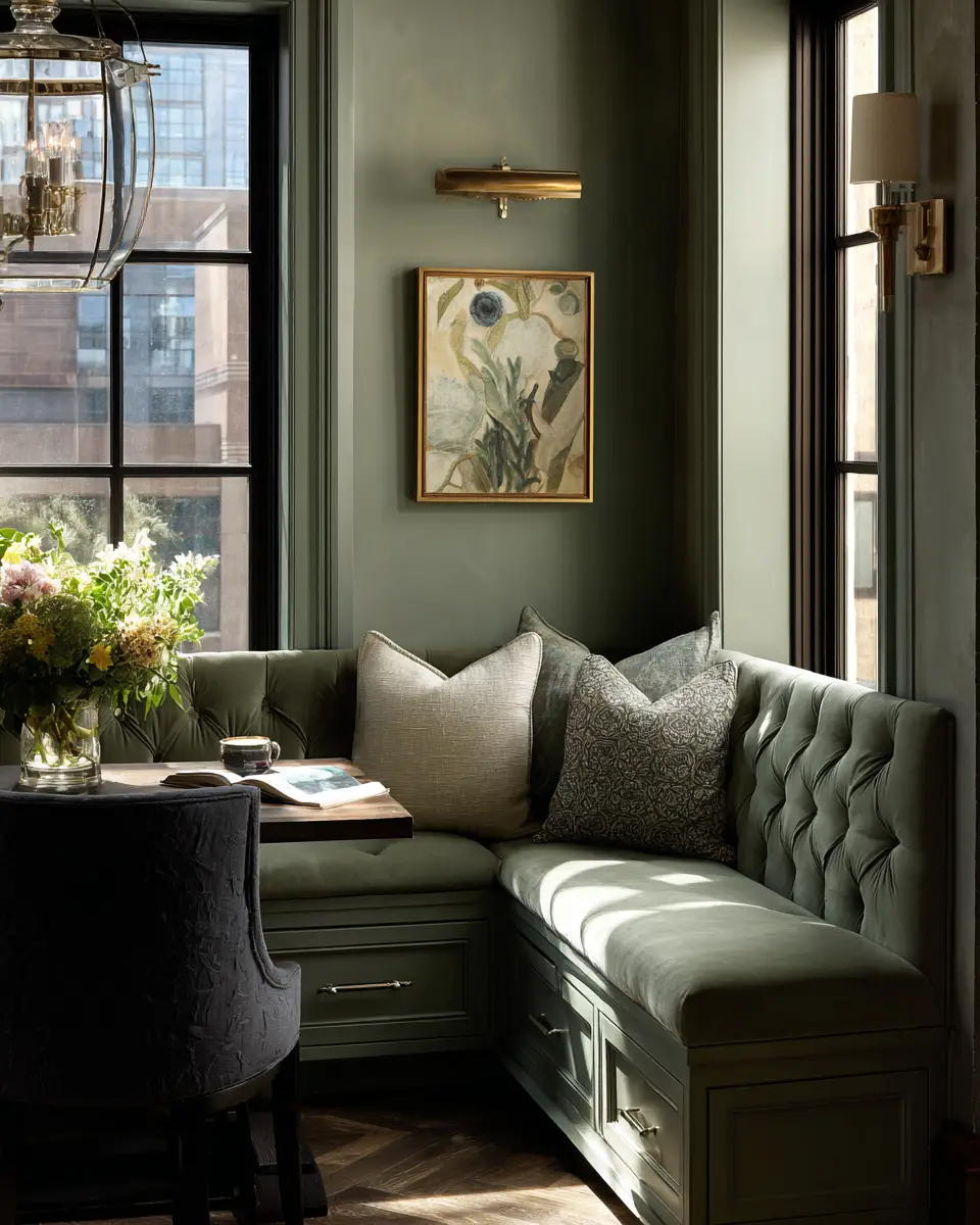 Olive Green Classic Dining Room Decor Ideas
