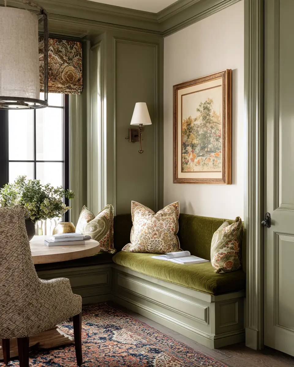 Olive Green Classic Dining Room Decor Ideas