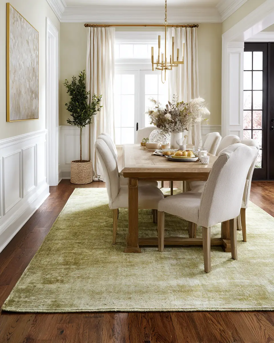 Olive Green Classic Dining Room Decor Ideas