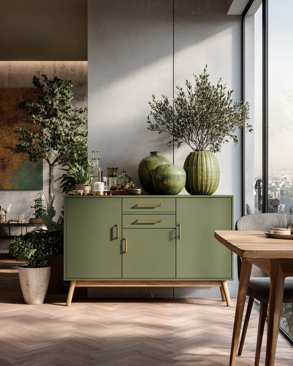 Olive Green Classic Dining Room Decor Ideas